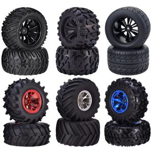 4PCS 12mm 허브 1/10 타이어 휠 120mm 125mm 130mm 몬스터 트럭 타이어 바퀴 버기 RC 자동차 크롤러 Traxxas Scx10 버기