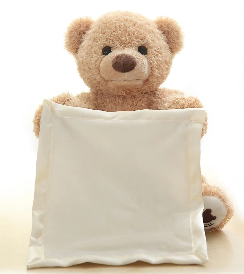 30 CM 귀여운 테디 베어 숨바꼭질 애니메이션 박제 동물 말하는 곰 수줍은 곰 최고의 생일 선물