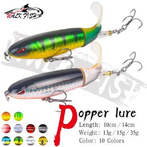 WALK FISH 1PCS 어퍼 포퍼 10cm/14cm 인공 낚시 미끼 하드 소프트 회전 꼬리 낚시 태클 Geer Pesca Lake River