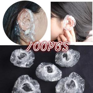 100Pcs 일회용 미용 귀마개 살롱 클리어 귀 커버 귀 보호 머리 염색 보호 모자 헤어 컬러 스타일링 도구