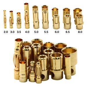 20 개/몫 2.0mm 3.0mm 3.5mm 4.0mm 5.5mm 6.0mm 8.0MM 골드 총알 바나나 커넥터 플러그 ESC Lipo RC 배터리 플러그 (10 쌍)