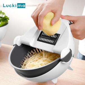 다기능 2 In 1 야채 슬라이서 커터 쵸퍼 과일 스트레이너 바구니 Spiralizer Grater Food Peeler Mandoline Shredder