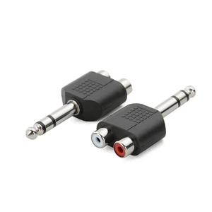 6.35mm 1/4인치 TRS 스테레오 잭 수-2 RCA 암 플러그 Y 분배기 어댑터