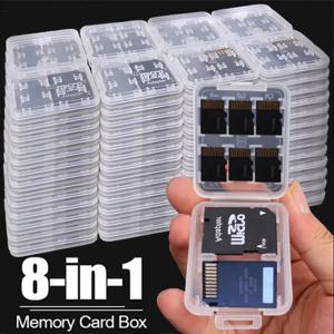 8in1 투명 TF/SD 메모리 카드 보호 케이스 홀더 보관함 HC MS 카드 용 휴대용 미니 클리어 SIM 카드 방진 상자