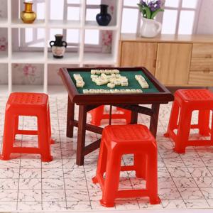 인형 집 액세서리 미니어처 것들 중국어 마작 테이블 세트 1 12 규모 인형 집 가구 4Pcs 의자 놀이 장난감 척