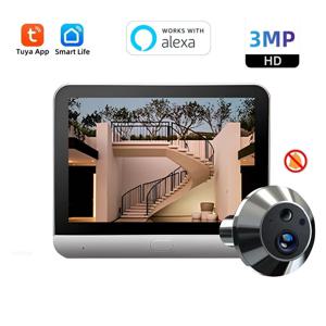 2025 미니 틈 구멍 카메라 Tuya 스마트 130 광각 3MP 무선 핫 뷰어 도어 아이 카메라 비디오 틈 구멍