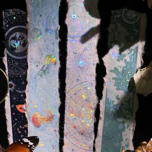 판타지 Astrolabe 별 달 행성 레이저 핫 실버 장식 마스킹 Washi 테이프 접착 테이프 DIY Scrapbooking 스티커 라벨