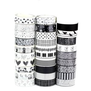 새로운 1PC 10M 장식 흑백 일본어 Washi 테이프 세트 DIY 저널링 접착 문 마스킹 테이프 귀여운 편지지