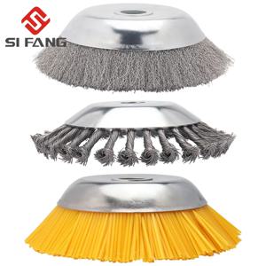 조경 잡초 기계 6/8 인치 잡초 로타리 잡초 브러시 조인트 트위스트 매듭 스틸 와이어 휠 브러시 디스크 전원 정원 도구