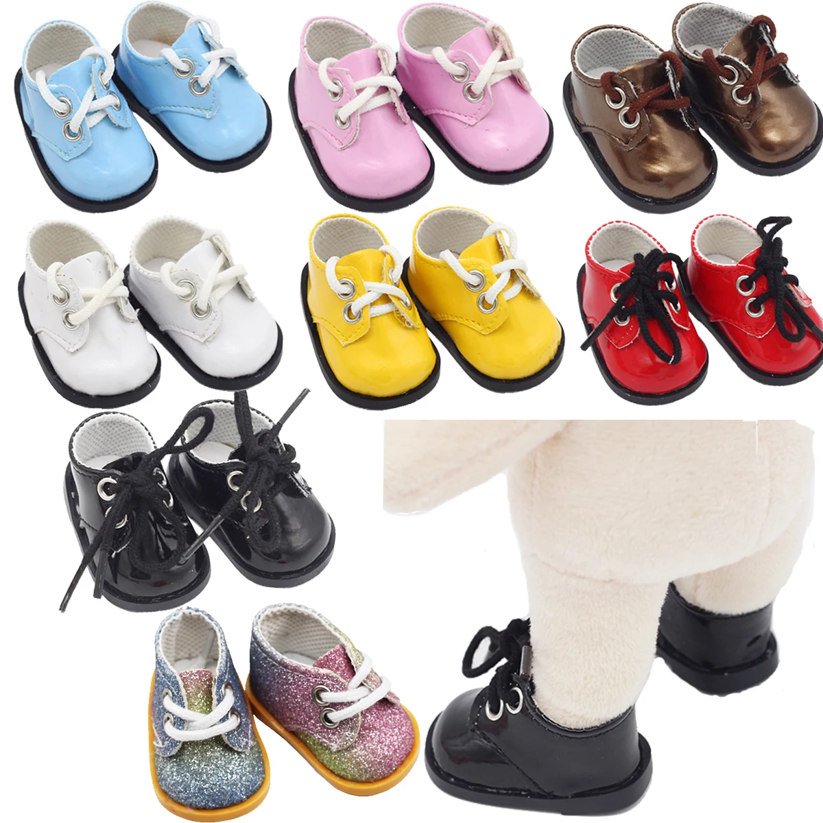 인형 5.5cm 가죽 신발 BJD 1/6 용 미니 장난감 신발 14.5 인치 Wellie Wisher & Nancys & 32-34 cm Paola Reina Russian Toys