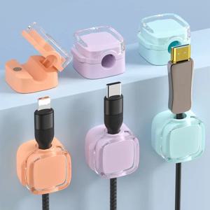 6pcs 마그네틱 케이블 관리 클립 멀티 컬러 데이터 케이블 코드 주최자 책상 및 전화 데이터 및 충전기 용 벽걸이 형 후크