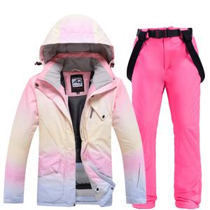 2023 새로운 패션 컬러 매칭 스키 복 여성 방풍 방수 스노우 보드 자켓과 바지 정장 여성 Snowsuit 의상