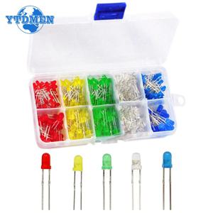 아두이노용 LED 다이오드 조명 모듬 키트, F3 DIY 다이오드 세트, 레드, 그린, 블루, 옐로우, 화이트 LED, 박스 당 200 개, 3mm