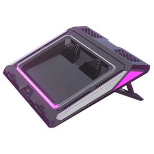 IETS GT300 게임용 노트북용 이중 송풍기 노트북 냉각 패드, 먼지 필터 및 다채로운 조명이 포함된 쿨러 패드