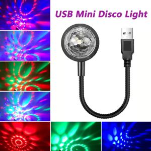 DJ 조명 사운드 파티 자동 USB 미니 디스코 볼 조명 RGB 멀티 컬러 자동차 분위기 룸 장식 램프 매직 스트로브 라이트