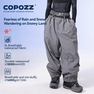 COPOZZ 브랜드 겨울 3L 남성 스키 바지 야외 스포츠 투과성 방풍 방수 여성 스노우 바지 따뜻한 스키 스노우 보드 바지