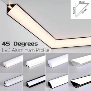 45 °   비스듬한 빔 LED 알루미늄 프로파일 V형 상단 코너 천장 매립형 건식 벽체 PC 디퓨저 채널 선형 바 스트립 조명