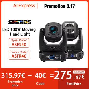 SHEHDS 2pcs 100W LED 고보 스포트 라이트 6 프리즘 KTV 음악 디스코 파티 극장 무대 DJ 조명에 대 한 LCD 디스플레이