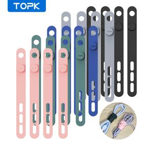 TOPK 실리콘 케이블 타이, 다양한 색상 재사용 가능, 헤비 듀티 케이블 정리함 관리, 코드 및 와이어 고정