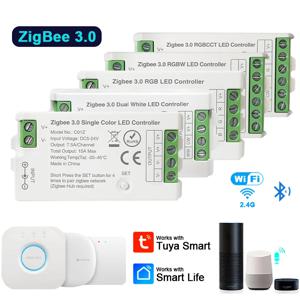 Zigbee 3.0 WiFi LED 컨트롤러 2.4GHz CCT RGB RGBW RGBCCT LED 스트립 Tuya 게이트웨이 Hue Bridge 스마트 사물 음성 제어 DC5V-24V
