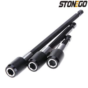 STONEGO 퀵 육각 섕크 릴리스 마그네틱 전기 스크루 드라이버 확장 비트 홀더, 60 100 150mm 연장 로드, 1/4 인치, 1 개, 3 개