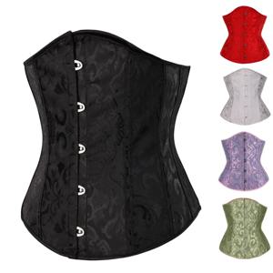 여성 고딕 섹시한 새틴 Underbust 코르셋 Bustier 허리 Cincher 슬리밍 바디 셰이퍼 Corselete 란제리 플러스 사이즈 파티 Clubwear