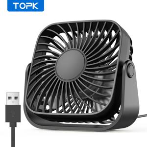 캠핑용 TOPK 4인치 USB 미니 휴대용 팬, 조용한 책상 테이블 개인 팬, 360도 속도 3개 ° 방 홈용 조정 스탠딩 팬
