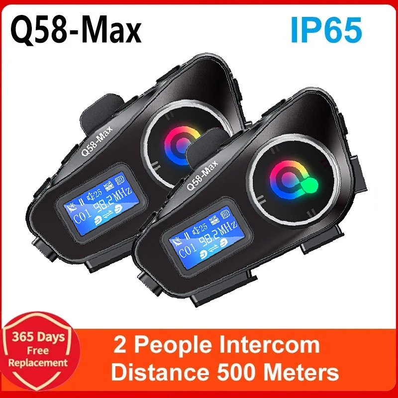 Q58 Max 오토바이 헬멧 블루투스 인터콤 IP65 방수 인터콤 거리 500 미터 다중 장면 혼합 음악 공유