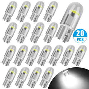 T10 W5W LED 자동차 Canbus 유리 COB 6000k 독서 돔 램프 마커 웨지 번호판 전구 168 194 192 DC 12V 흰색 파란색 빨간색