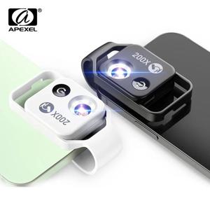 CPL 필터가 장착된 APEXEL 200X 포켓 현미경 렌즈 iPhone 15 13 14용 LED 라이트 미니 마이크로 매크로 렌즈 삼성 모든 스마트폰