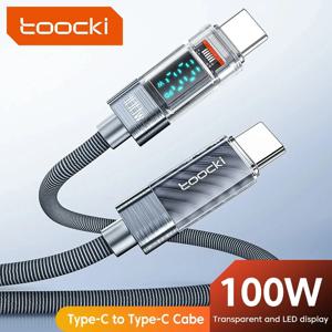 Toocki 유형 C-유형 C 케이블 100W PD 디스플레이 고속 충전 충전기 USB C-USB C Xiaomi Macbook 용 투명 케이블