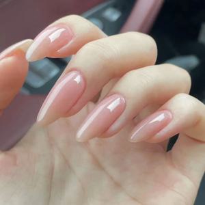 24 개/대 누드 가짜 손톱 긴 프랑스어 아몬드 관 팁 핑크 그레이 브라운 가을 겨울 장식 가짜 ongles 거짓 손톱에 누르기