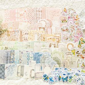 100 개/대 혼합 재료 팩 꽃 시리즈 중공 레이스 핸드북 테두리 프라이머 종이 DIY 장식 스티커 노트 스크랩북