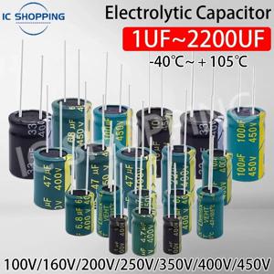 알루미늄 전해 캐패시터, 100V, 160V, 200V, 220 V, 250V, 400V, 470 V, 450V, 1000 V, V, 1 2.2, 3.3 4.7, 10, 22, 33, 47, 68, 100, 120, 150,