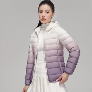 여성용 90% 덕다운 후드 코트, 초경량 그라데이션 재킷, 가을 따뜻한 파카 바람막이, 신상 패션, 겨울