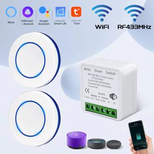 Wifi Tuya 스마트 스위치 RF 433MHz 16/20A Alexa Google Assistant Alice 무선 릴레이 DIY 미니 모듈 벽 패널 Led 조명