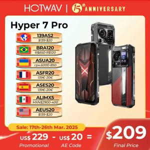 HOTWAV Hyper 7 Pro 5G 견고한 전화기 200MP 안드로이드 14 6.6인치 FHD+ 120Hz 스마트폰 36(16+20)GB 256GB 10800mAh 33W 휴대전화