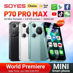월드 프리미어 SOYES P70 Pro Max 미니 스마트폰 Android8.1 3.0인치 16GB 2000mAh 페이스 ID 듀얼 SIM 대기 Play Store 3G