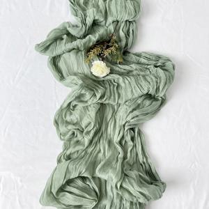 반투명 거즈 테이블 러너 세이지 치즈 천 테이블 설정 식사 빈티지 웨딩 파티 크리스마스 연회 아치 케이크 장식