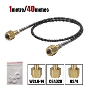 CO2 실린더 병 탱크 HPA 채우기 리필 스테이션 충전 어댑터(40인치/100cm 호스 포함) W21.8-14, G3/4, CGA320 커넥터