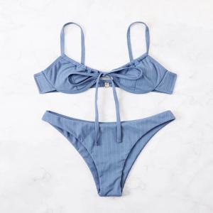 2025 푸시 업 비키니 여성 리브 타이 프론트 수영복 섹시한 언더 와이어 수영복 여성 Bathers 수영복 수영복 여름 Beachwear