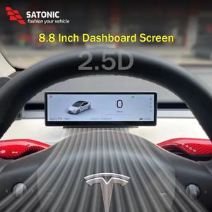 SATONIC 8.8'' Tesla Model 3 & Y Juniper 지원 Carplay Andriod Auto Free Front Cam 용 스마트 Dahsboard 무선 Carplay 화면