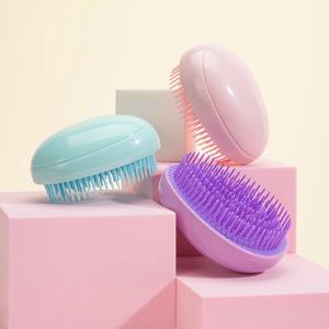 미니 Detangling 헤어 브러시 계란 둥근 모양 헤어 브러쉬 Anti-knotting 헤어 스무딩 빗 정전기 방지 마사지 헤어 케어 도구