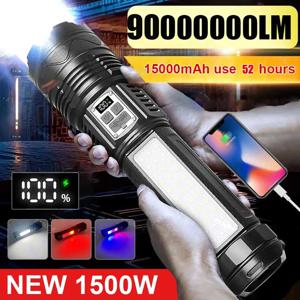새로운 90000000 LM 고전력 충전식 Led 손전등 조명 내장 15000mAh 울트라 파워 손전등 전술 토치 랜턴