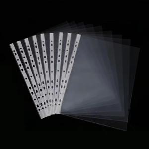 100pcs 11 구멍 A4 문서 용 투명 플라스틱 펀치 파일 폴더 슬리브 리프 문서 가방 보호기 사무용품
