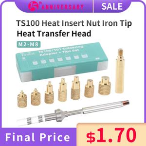 TS100 납땜 인두 팁 열 삽입 너트 철 팁 삽입 내부 스레드 헤드 M2-M8 황동 핫멜트 삽입 너트 삽입 키트