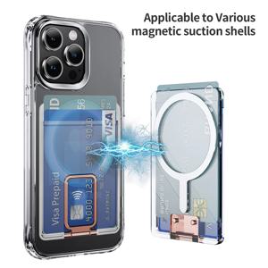 Magsafe 카드 지갑 용 강력한 투명 마그네틱 iPhone 카드 전화 백 가방 흡착 용 금속 스탠드 홀더 클리어 케이스