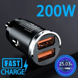 100W/200W QC3.0 PD 미니 자동차 충전기 12-24V 라이터 Xiaomi 삼성 화웨이 아이폰 전원에 대 한 빠른 충전 자동차 USB 유형 C 충전기