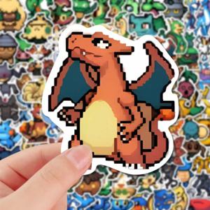 10/30/50/111pcs 귀여운 픽셀 스타일 포켓몬 스티커 애니메이션 DIY 수하물 노트북 Kawaii Pikachu Squirtle 만화 데칼 재미 아이 장난감