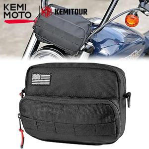 KEMIMOTO 핸들 바 가방 범용 프론트 포크 보관 액세서리 안장 패키지 Cruiser Softail Dyna Sportsters와 호환 가능